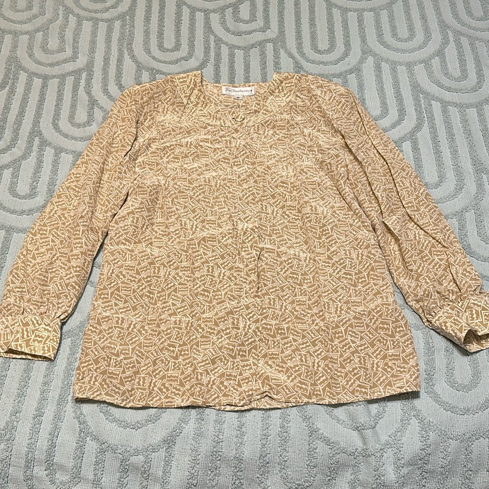 BURBERRY Vintage 80s Silk Geometric Blouse